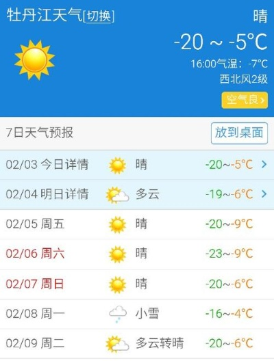 牡丹江地区天气预报，晴雨冷暖，尽在掌握